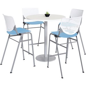 KFI 42&quot Round Bistro Table - White Top - Kool Barstools - White/Sky Blue