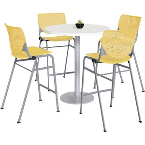 KFI 42&quot Round Bistro Table - White Top - Kool Barstools - Yellow
