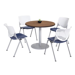 KFI 36&quot Round Pedestal Table - Cherry Top - Kool Chairs White/Navy