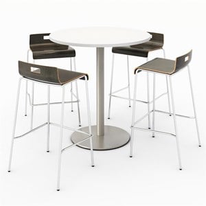 KFI 36&quot Round Bistro Table - White Top - Round Base - Espresso Chairs