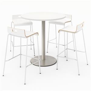 KFI 36&quot Round Bistro Table - White Top - Round Base - White Chairs