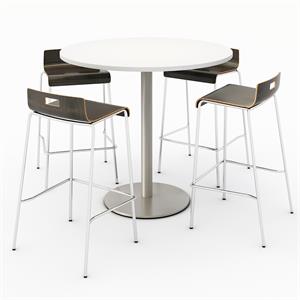 KFI 42&quot Round Bistro Table - White Top - Round Base - Espresso Chairs