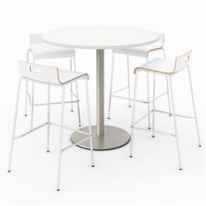 KFI 42&quot Round Bistro Table - White Top - Round Base - White Chairs