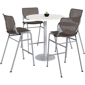 KFI 36&quot Round Bistro Table - White Top - Kool Barstools - Brownstone