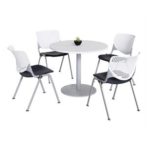 KFI 36&quot Round Pedestal Table - White Top - Kool Chairs White/Black