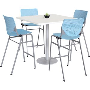 KFI 42&quot Square Bistro Table - White Top - Kool Barstools - Sky Blue