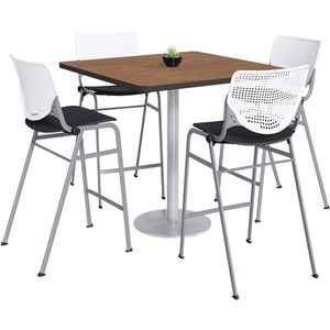 KFI 36&quot Square Pedestal Table - Cherry Top - Kool Barstools - White/Black