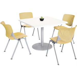 KFI 36&quot Square Dining Table - White Top - Kool Chairs - Yellow