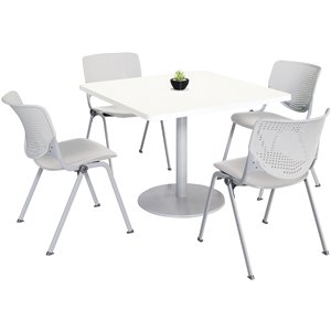KFI 36&quot Square Dining Table - White Top - Kool Chairs - Light Grey
