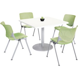 KFI 36&quot Square Dining Table - White Top - Kool Chairs - Lime Green