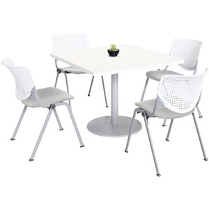 KFI 42&quot Square Dining Table - White Top - Kool Chairs - White/Light Grey