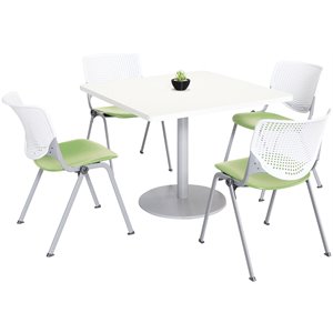 KFI 42&quot Square Dining Table - White Top - Kool Chairs - White/Lime Green
