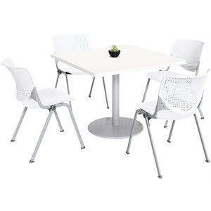 kfi 42&quot square dining table - white top - kool chairs - white