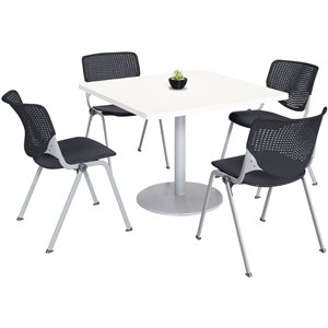 kfi 42&quot square dining table - white top - kool chairs - black