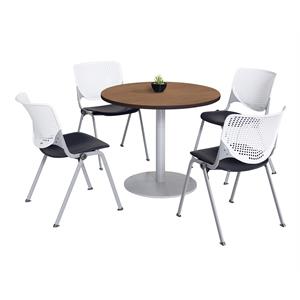 KFI 42&quot Round Dining Table - Cherry Top - Kool Chairs - White/Black