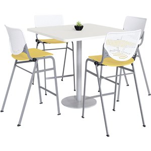 KFI 36&quot Square Bistro Table - White Top - Kool Barstools - White/Yellow