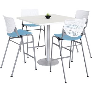 KFI 36&quot Square Bistro Table - White Top - Kool Barstools - White/Sky Blue