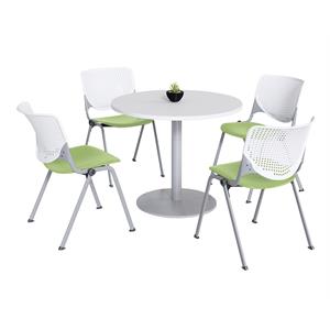 KFI 42&quot Round Dining Table - White Top - Kool Chairs - White/Lime Green