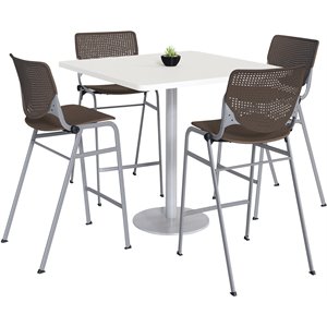 KFI 36&quot Square Bistro Table - White Top - Kool Barstools - Brownstone