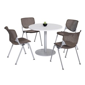 KFI 42&quot Round Dining Table - White Top - Kool Chairs - Brownstone