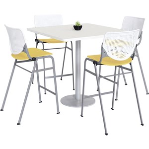 KFI 42&quot Square Bistro Table - White Top - Kool Barstools - White/Yellow