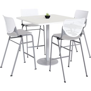 KFI 42&quot Square Bistro Table - White Top - Kool Barstools - White/Grey