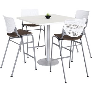 KFI 42&quot Square Bistro Table - White Top - Kool Barstools - White/Brown