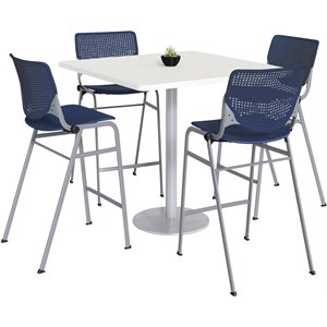 KFI 42&quot Square Bistro Table - White Top - Kool Barstools - Navy