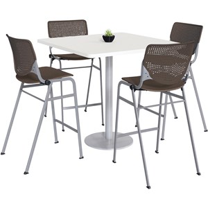 KFI 42&quot Square Bistro Table - White Top - Kool Barstools - Brownstone