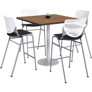KFI 42&quot Square Bistro Table - Cherry Top - Kool Barstools - White/Black