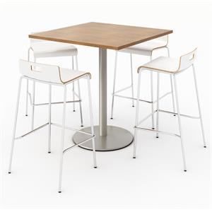 KFI 36&quot Square Bistro Table - Cherry Top - Jive Barstools - White