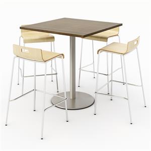 KFI 36&quot Square Bistro Table - Teak Top - Jive Barstools - Natural