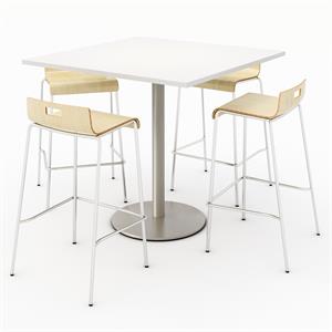 KFI 36&quot Square Bistro Table - White Top - Jive Barstools - Natural