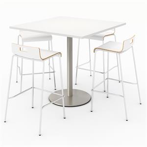 KFI 36&quot Square Bistro Table - White Top - Jive Barstools - White