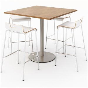 KFI 42&quot Square Bistro Table - Cherry Top - Jive Barstools - White
