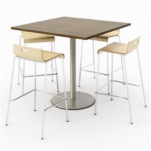 KFI 42&quot Square Bistro Table - Teak Top - Jive Barstools - Natural