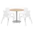 Olio Designs Round 36in Lola Dining Set - Maple Table - White Chairs