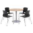 Olio Designs Round 36in Lola Dining Set - Maple Table - Black Chairs