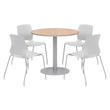 Olio Designs Round 36in Lola Dining Set - Maple Table - Gray Chairs