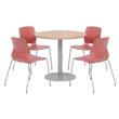 Olio Designs Round 36in Lola Dining Set - Maple Table - Coral Chairs