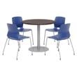 Olio Designs Round 36in Lola Dining Set - Espresso Table - Navy Chairs