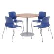 Olio Designs Round 36in Lola Dining Set - Cherry Table - Navy Chairs