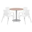Olio Designs Round 36in Lola Dining Set - Cherry Table - White Chairs