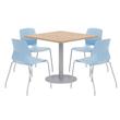 Olio Designs Square 36in Lola Dining Set - Maple Table - Sky Blue Chairs