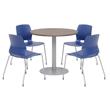 Olio Designs Round 36in Lola Dining Set - Teak Table - Navy Chairs