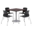 Olio Designs Square 36in Lola Dining Set - Espresso Table - Black Chairs