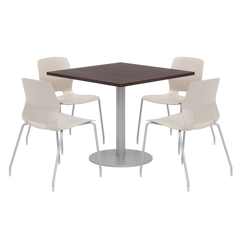 Olio Designs Square 36in Lola Dining Set - Espresso Table - Moon Chairs