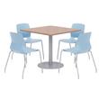 Olio Designs Square 36in Lola Dining Set - Cherry Table - Blue Chairs