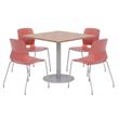 Olio Designs Square 36in Lola Dining Set - Cherry Table - Coral Chairs