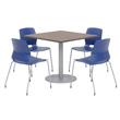 Olio Designs Square 36in Lola Dining Set - Teak Table - Navy Chairs